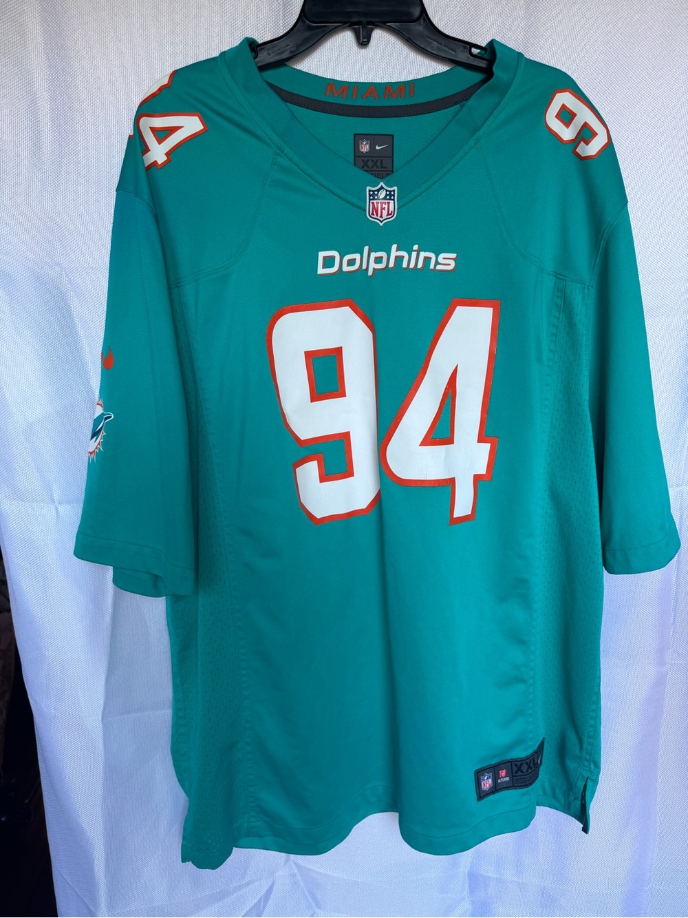 NFL Miami Dolphins #94 Teal Jersey with White and Orange Accents